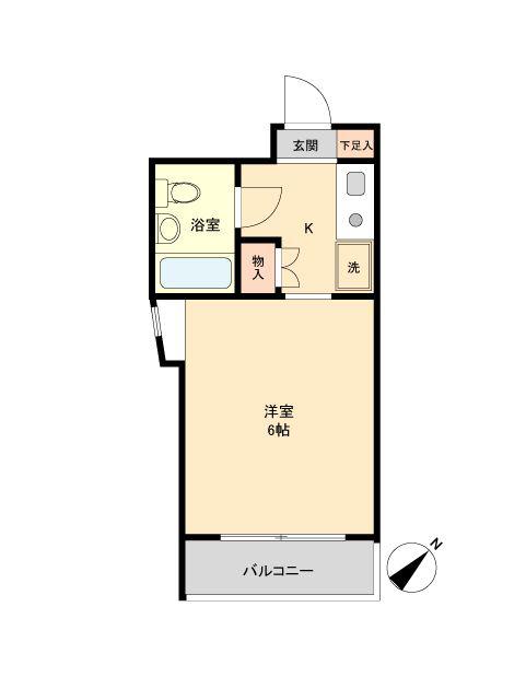 ジョイフル百合ヶ丘(1K/4階)の間取り写真