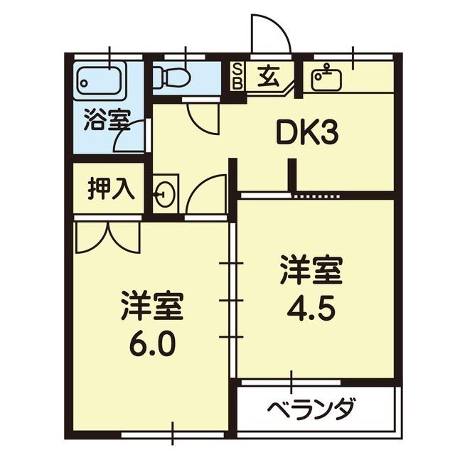 SG 八景水谷(2DK/2階)の間取り写真