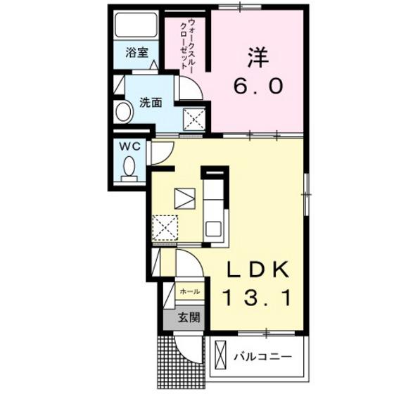 エミグランドB(1LDK/1階)の間取り写真