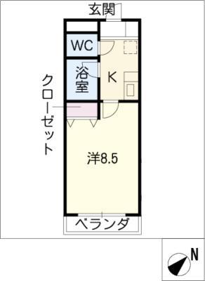 プリミエール八田III(1K/3階)の間取り写真