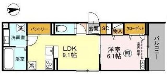 CHARDON NORD(1LDK/2階)の間取り写真