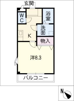 ラフィネ神領(1K/1階)の間取り写真