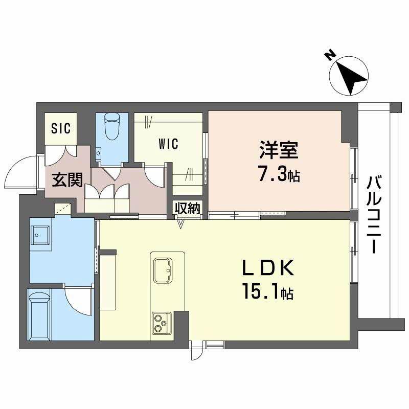 カルーレ金澤(1LDK/3階)の間取り写真