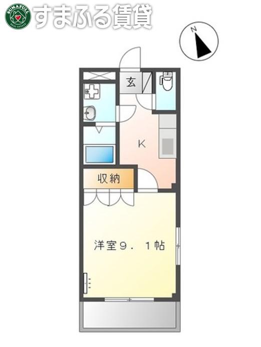 サンシャインアイ(1K/2階)の間取り写真