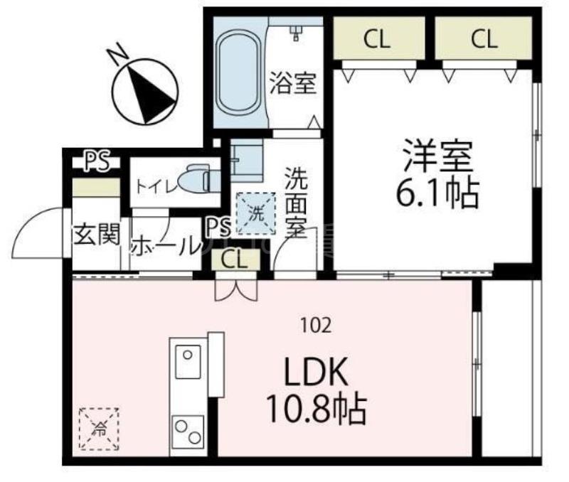 シェール エスト(1LDK/1階)の間取り写真