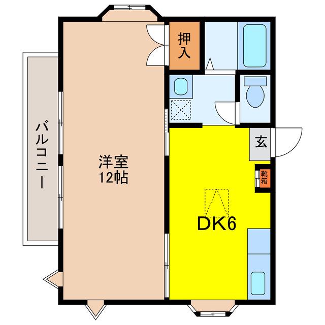 イーストヒル(1DK/1階)の間取り写真
