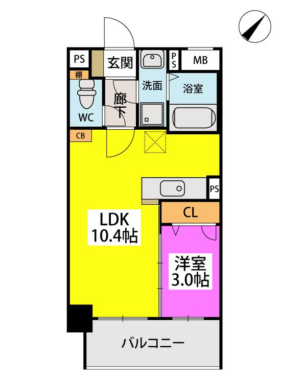 T S SQUARE住吉(1LDK/2階)の間取り写真