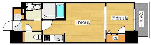 S-RESIDENCE広島駅CLARITY(1LDK/8階)の間取り写真