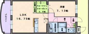 ベルフラワー四番館(1LDK/3階)の間取り写真
