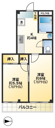 サンクレスト大島(2K/3階)の間取り写真