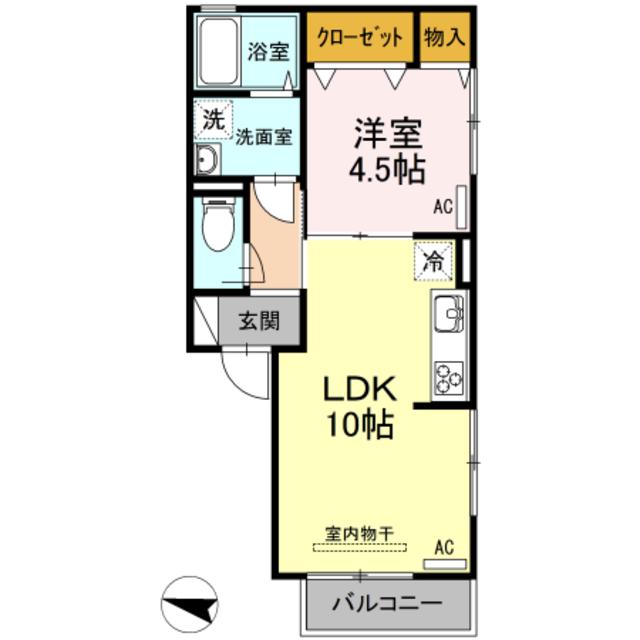 ラルーチェ下井草(1LDK/2階)の間取り写真