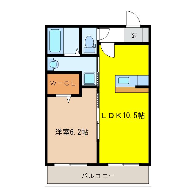 HOPE(1LDK/3階)の間取り写真
