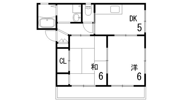 リビング六甲ウエストA(2DK/2階)の間取り写真