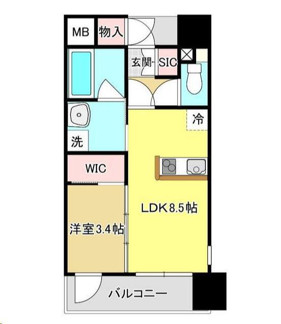 APPLEみやぎの(1LDK/8階)の間取り写真
