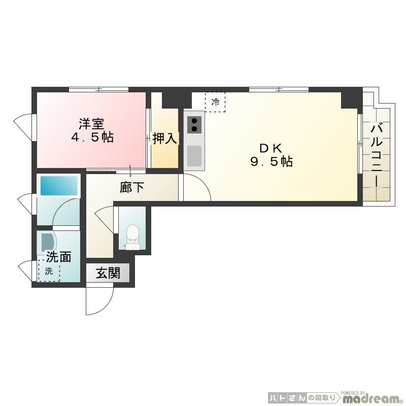 リッカ リリィ(1LDK/2階)の間取り写真