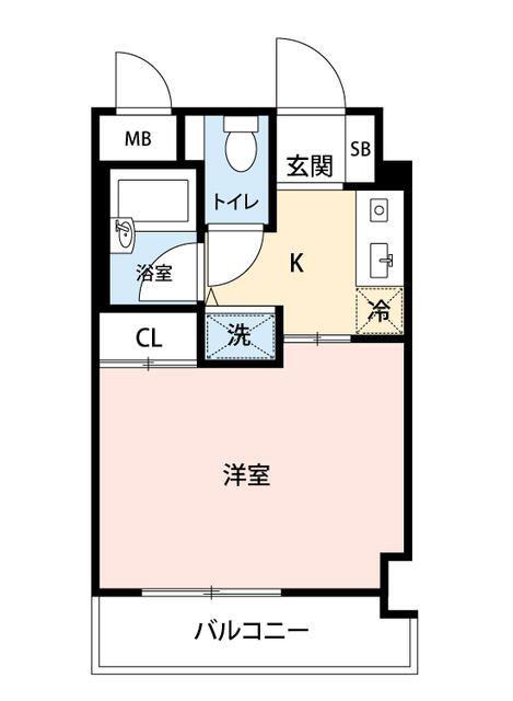 プラムB.L(1K/6階)の間取り写真