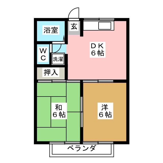 ナツキハイツ A(2DK/2階)の間取り写真