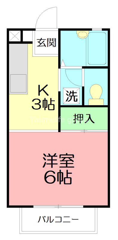 メゾンOKUTSU B(1K/1階)の間取り写真