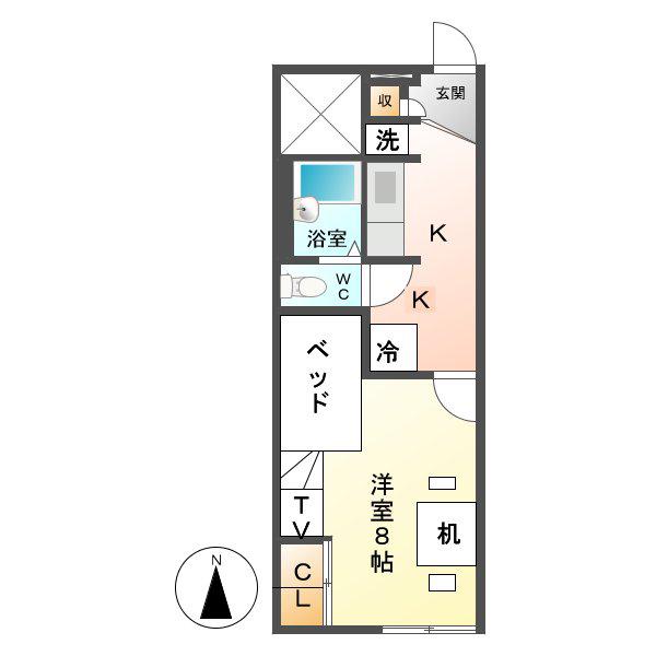 レオパレスKITAICHI(1K/2階)の間取り写真