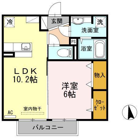 エスペランス(1LDK/2階)の間取り写真