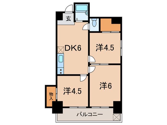 シャトレー西蒲田(3DK/3階)の間取り写真