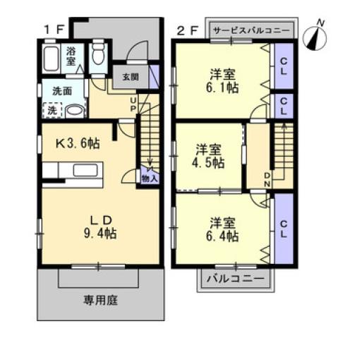 MUSEA八幡B B1(3LDK/1階)の間取り写真