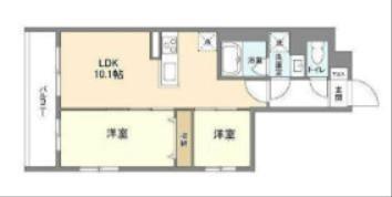 パルムクレスト武蔵小山 ノース棟(2LDK/1階)の間取り写真