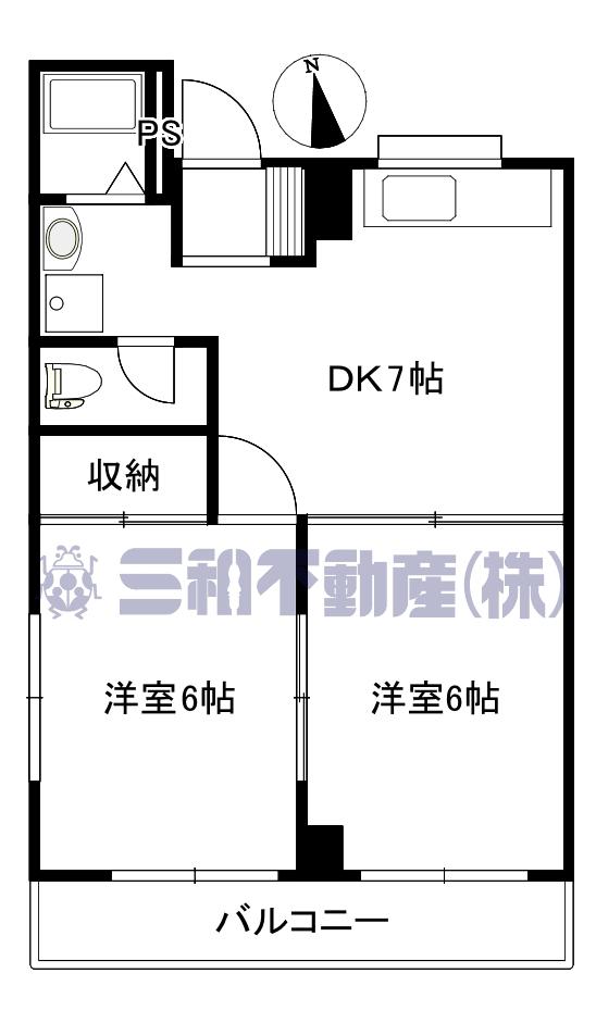 レジデンス貴(2DK/1階)の間取り写真