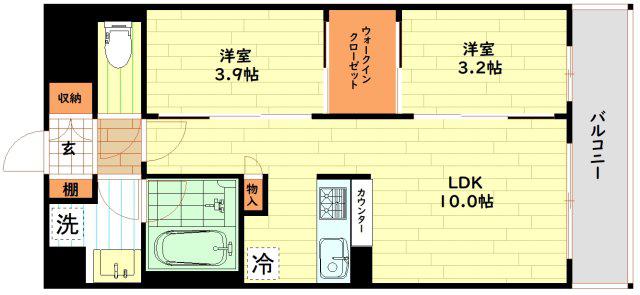 ソルレヴェンテ新梅田(2LDK/7階)の間取り写真