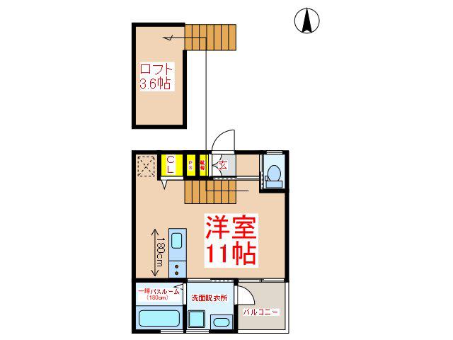 TRE A棟(1SK/2階)の間取り写真