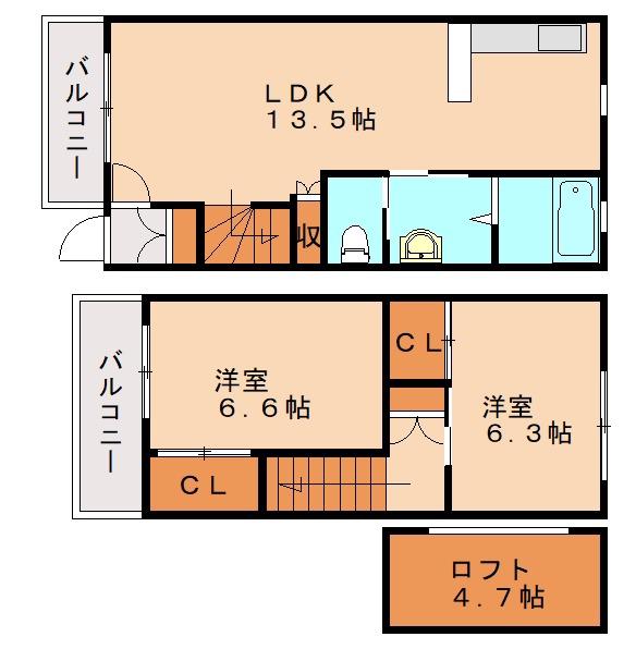 ボナソルテ(2LDK/1階)の間取り写真