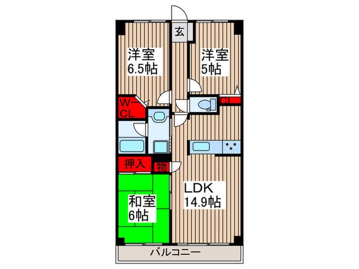 コスモ上尾ステーションアベニュー(3LDK/2階)の間取り写真