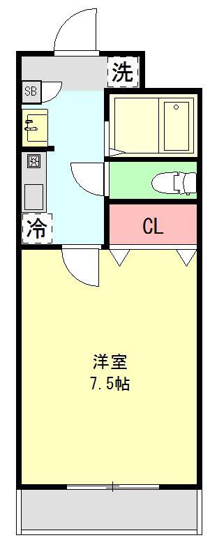 フォールベルク四つ木(1K/2階)の間取り写真