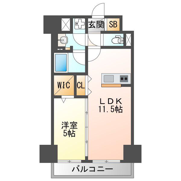 レイワニティ プレイス(1LDK/7階)の間取り写真