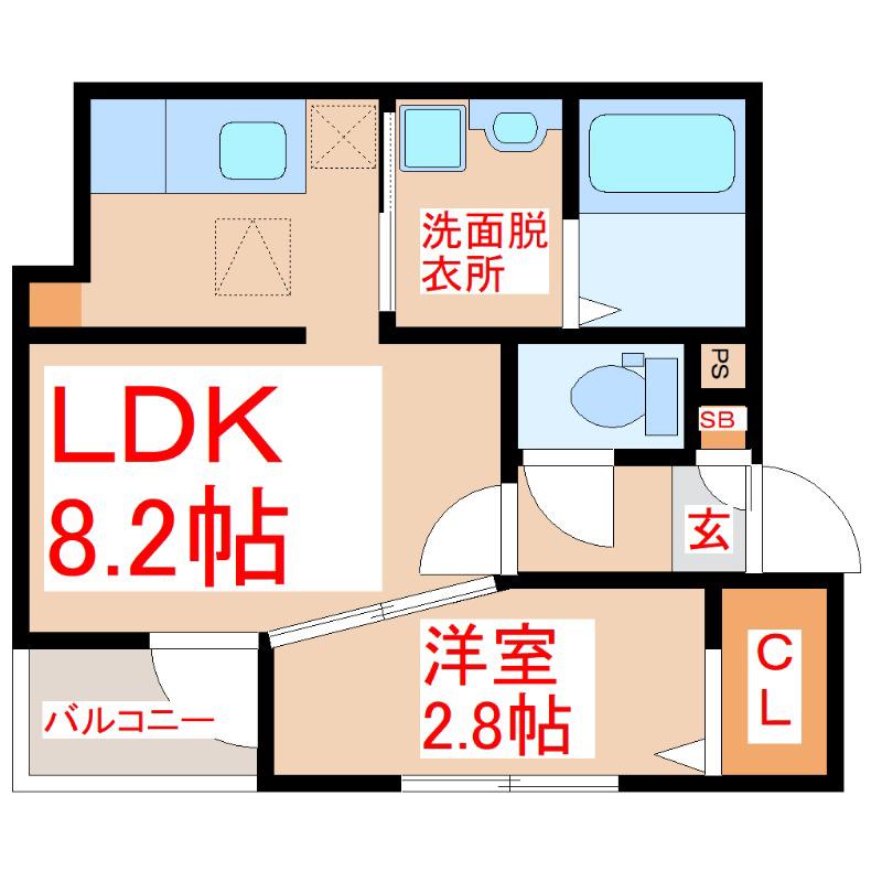 アルカディア谷山中央(1LDK/1階)の間取り写真