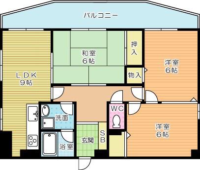 パレス西小倉(3LDK/10階)の間取り写真