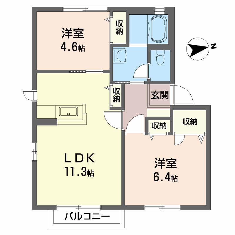 シャーメゾンエチュードC(2LDK/2階)の間取り写真