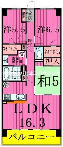 クレストフォルム柏サウスウイング(3LDK/6階)の間取り写真