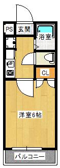 STRAIGHT ONE ストレートワン(1K/2階)の間取り写真