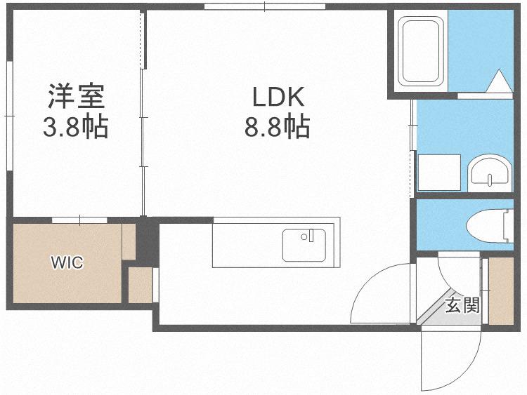 ラグナベルデ菊水(1LDK/3階)の間取り写真