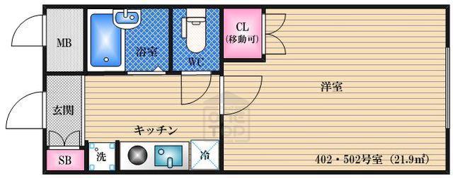 ロイヤル江坂(1K/6階)の間取り写真