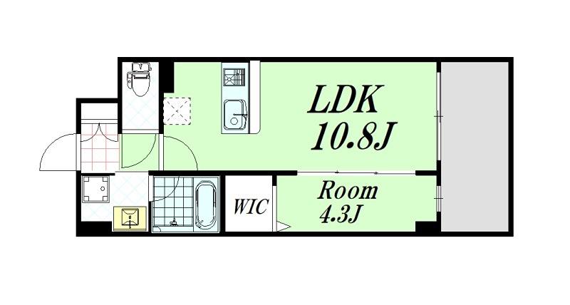 ベルエール江坂(1LDK/4階)の間取り写真