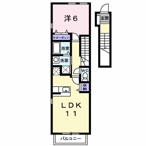 メゾンアンソレイエI(1LDK/2階)の間取り写真