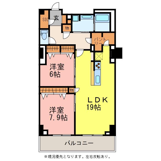 セントラルレジデンス(2LDK/13階)の間取り写真