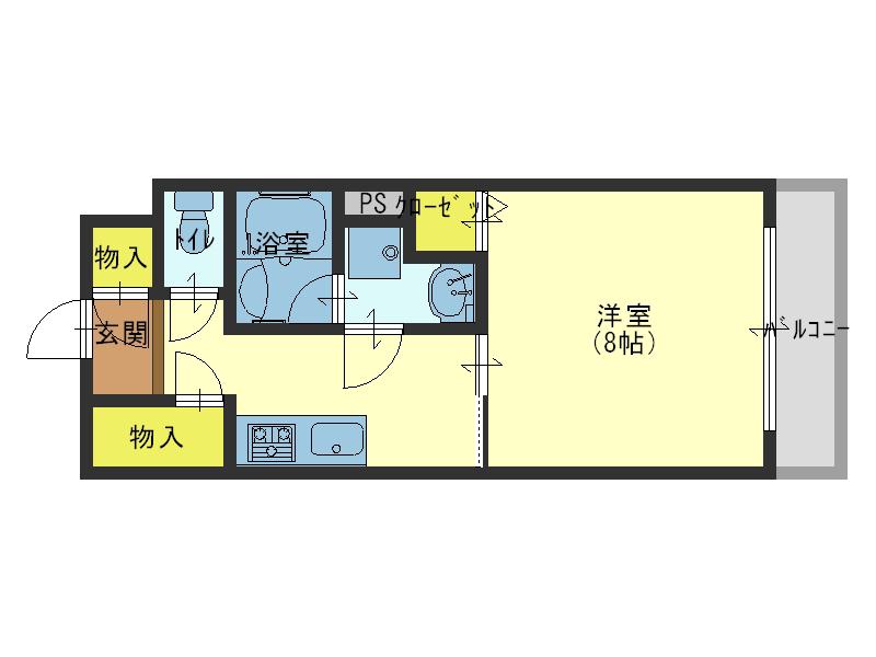 BELLフォレスト(1K/8階)の間取り写真