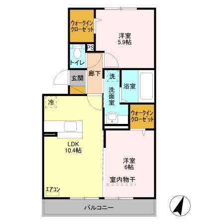 ラランジャ(2LDK/2階)の間取り写真