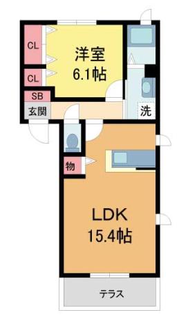 MAST COURT 丸橋 A棟(1LDK/3階)の間取り写真