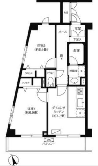 セゾン深川(2DK/5階)の間取り写真