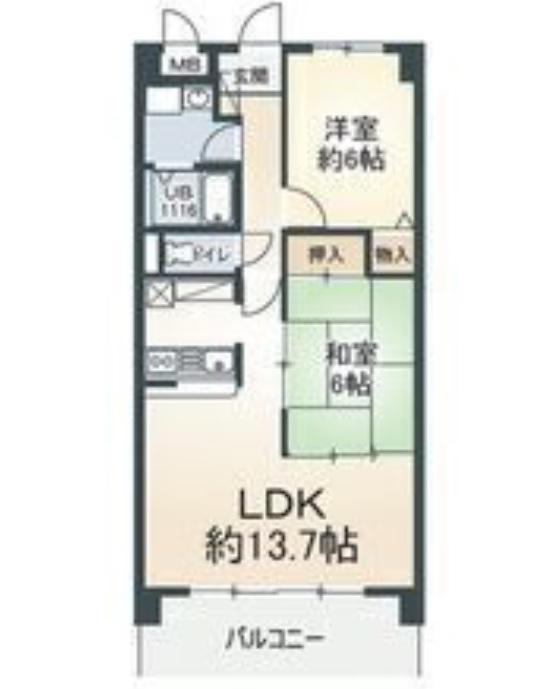 シェソワ駒方(2LDK/3階)の間取り写真