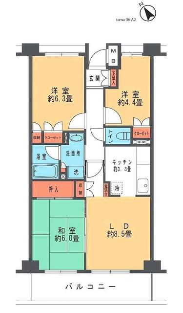 ペアガーデン生田(3LDK/2階)の間取り写真